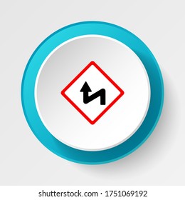 Round button for web icon, Traffic signs, curves. Vector icon