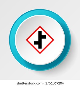 Round button for web icon, Traffic signs, crossroads. Vector icon