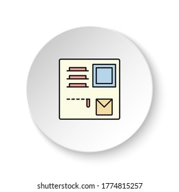 Round button for web icon, wallet, purse, post. Button banner round, badge interface for application illustration