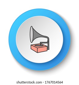 Round button for web icon, While playing record. Button banner round, badge interface for application illustration