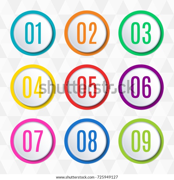 Round Buttons Badges Numbers Button Stock Vector Royalty Free