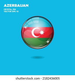 Rundknöpfe mit Flagge Aserbaidschans auf transparentem Hintergrund