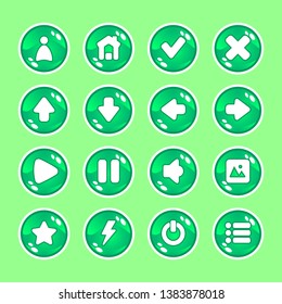 
Round buttons with highlights with user icons, menus, play, pause, exit, arrows, sound, options, for the design of interfaces and menu applications and games.