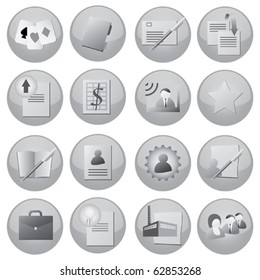 round buttons with monochrome icons set