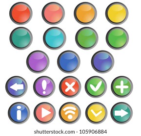 Round buttons set with basic web icons