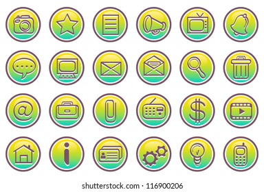 Round Buttons; Symbol Images; Vector Illustration