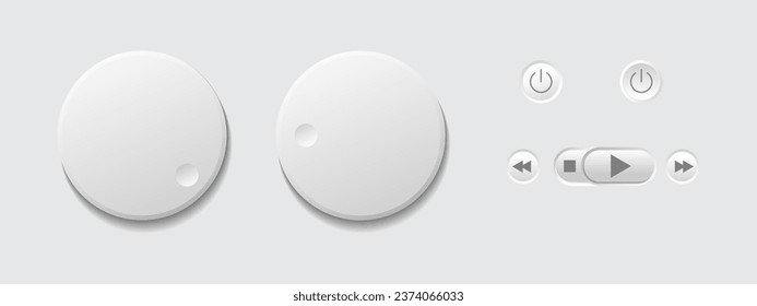 Botones redondos, blanco y gris con sombra, barra de navegación 3D para sitio web, ilustración de vector editable. Ilustración del vector