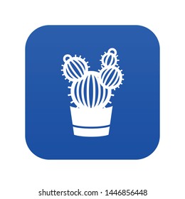 Round cactus icon blue vector isolated on white background