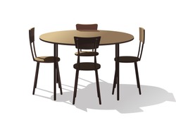 Круглый стол кафетерий с четырьмя стульями
