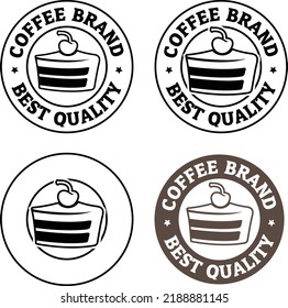 Round Cake and Cherry Icon with Text isolated on a White Background
