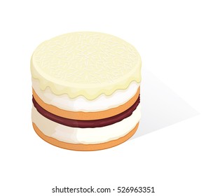 Round Cake With Different Layers And Cream