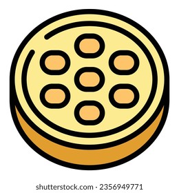 Round cake icon outline vector. Belgian waffle. Wafer pastry color flat