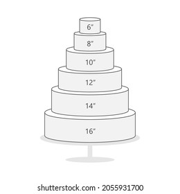 Round Cake Serving Sizes Outline Icon. Clipart Image Isolated On White Background