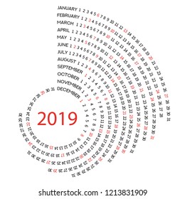  round calendar 2018