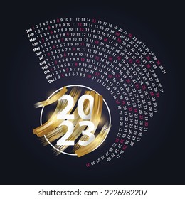 Round Calendar for 2023 year