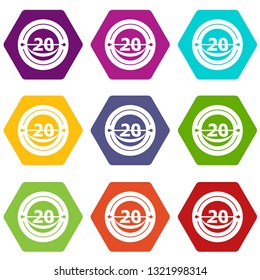 Round calendar icons 9 set coloful isolated on white for web