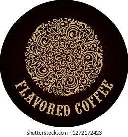 Round calligraphic emblem. Vector floral symbol for cafe, restaurant, shop, print, stamp. Logo design template label for coffee, tea, mug, business card. Isolated ornament