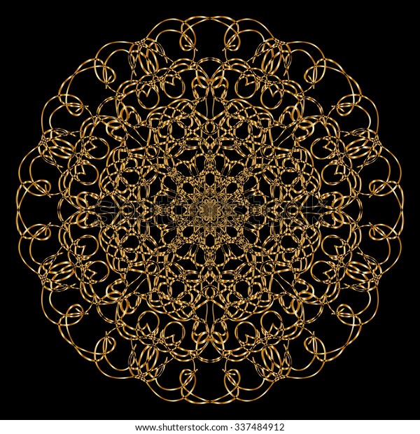 Round calligraphic ornament of gold
ribbons. Gold menu and invitation border, round frame,divider,page
decor. Luxury style
calligraphic.