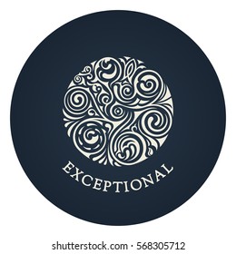 Round calligraphic royal emblem. Vector floral symbol for cafe, restaurant, shop, print, stamp. Logo design template label for coffee, tea, business card. Isolated tattoo ornament