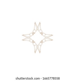 Round calligraphic royal gold emblem set. Vector floral symbol for cafe, restaurant, shop, print, stamp. Logo design template label for coffee, tea, business card. Isolated  tattoo ornament