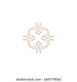 Round calligraphic royal gold emblem set. Vector floral symbol for cafe, restaurant, shop, print, stamp. Logo design template label for coffee, tea, business card. Isolated  tattoo ornament