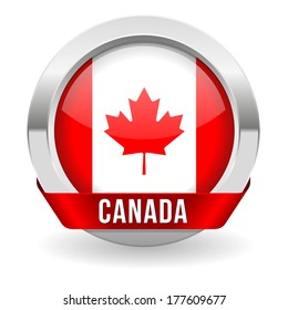 Round canada button with ribbon and metallic border