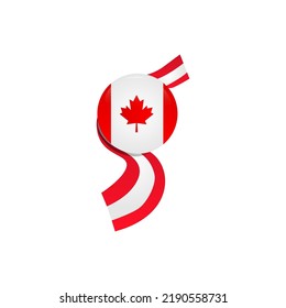 Round canada flag with wavy banner ribbon