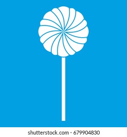 Round candy icon white isolated on blue background vector illustration