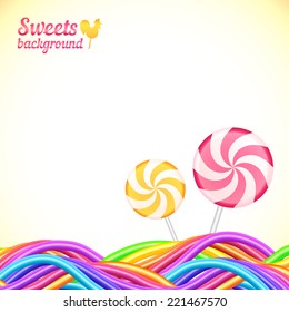 Round candy rainbow colors sweets vector background