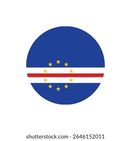 Ilustração do ícone da bandeira de Cabo Verde arredondada no fundo transparente para a celebração do dia da independência no estilo gráfico vetorial