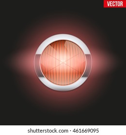 Round Car Headlight Turn Indicator Is On. Vintage Vector Illustration Isolated On Background.