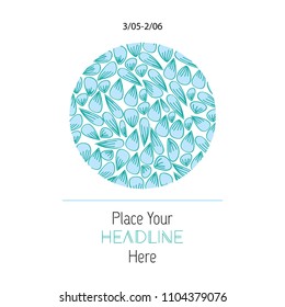 Round card with abstract blue leafs. It can be used for poster, brochure, invitation, cover book, catalog. In pastel colors.