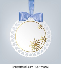 Round card with snowflakes. Vector illustration