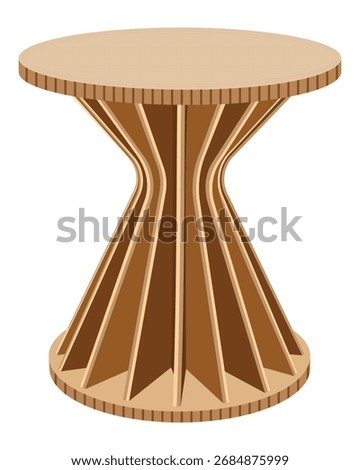 Round cardboard twist table vector, modern furniture illustration
