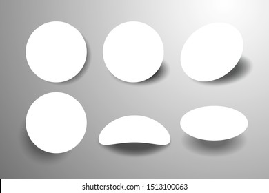Round cards in different positions with a shadow. Set of mockups for design
