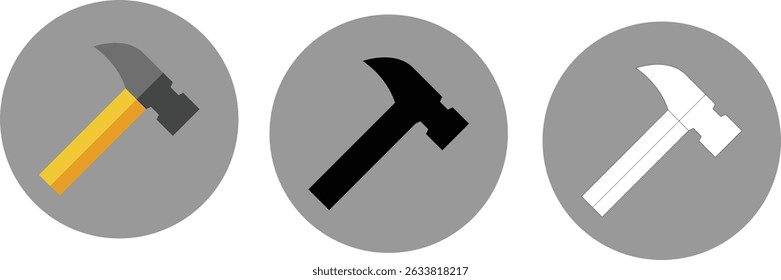 Round Carpenter Icon Set Vector