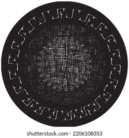 Round carpet, kilim print pattern or jacquard knitting design, supla, tablecloth, hat, accessory, print design. Geometric motifs line, stripes, border and marble textured . antique vintage effect chic