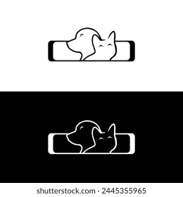 Diseño de icono de logotipo de perro y gato redondo  