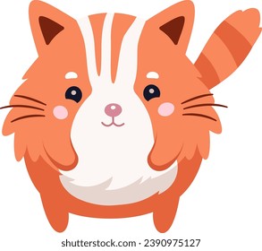 Round Cat Smiling Vector Illustration