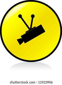 round CCTV sign - YELLOW version