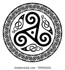 Round Celtic Design, isolated on white, vector illustration