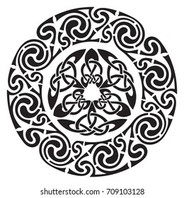 Round Celtic Design, isolated on white, vector illustration