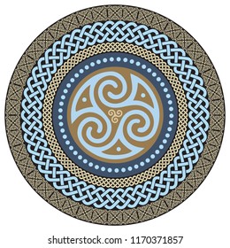 Round Celtic Design. Celtic mandala, isolated on white, vector illustration