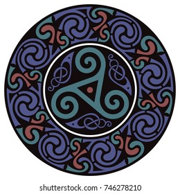 Round Celtic Design. Celtic mandala, isolated on white, vector illustration