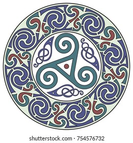 Round Celtic Design. Celtic mandala, isolated on white, vector illustration