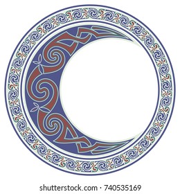 Round Celtic Design. mandala, Celtic Moon, horned moon, isolated on white, vector illustration