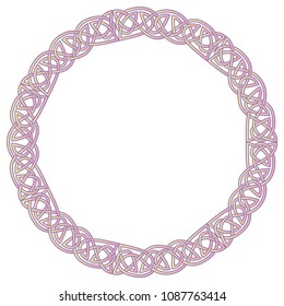 Round celtic knots frame. Traditional medieval frame pattern illustration. Scandinavian or Celtic ornament as border or frame