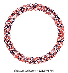 Round celtic knots frame. Traditional medieval frame pattern illustration. Scandinavian or Celtic ornament as border or frame