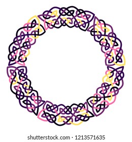Round celtic knots frame. Traditional medieval frame pattern illustration. Scandinavian or Celtic ornament as border or frame