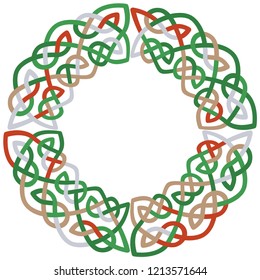 Round celtic knots frame. Traditional medieval frame pattern illustration. Scandinavian or Celtic ornament as border or frame